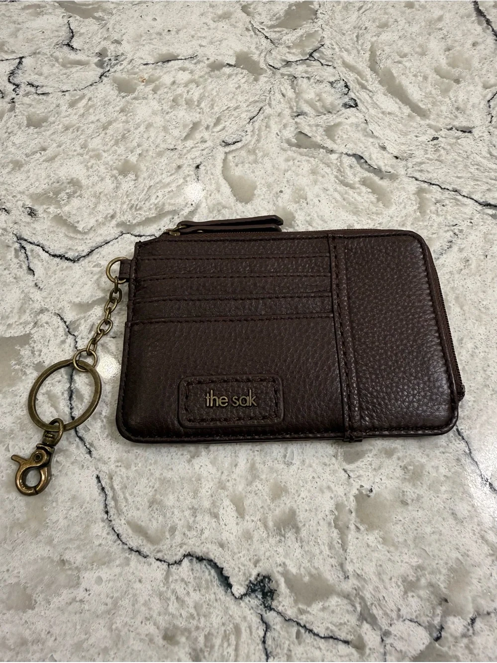 The Sak Iris Card Holder in Brown Pebbled Leather